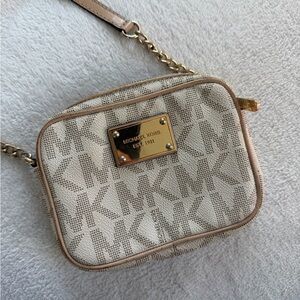 Michael Kors Beige & White Crossbody Bag